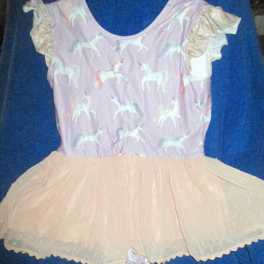 Matilda Jane Girls Unicorn Leotard with Ruffles Top Shirt size 12